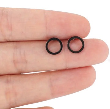 KOLCZYKI CZARNE NA SZTYFCIE KÓŁECZKA RING STAL CHIRURGICZNA