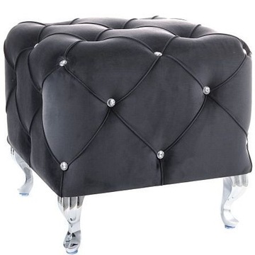 Puf Hestia Velvet Czarny Bluvel 19 Srebrny Salon