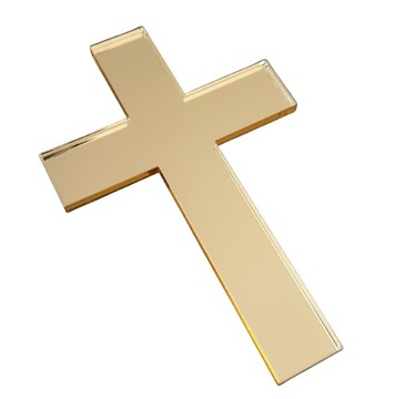 Topper DEKOR na bok tortu na komunie KRZYŻ złoty