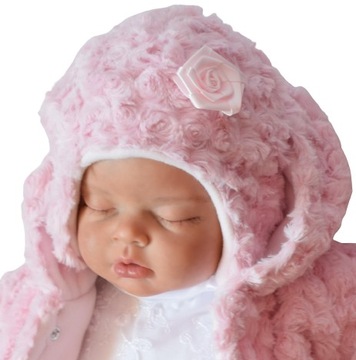 Ciepła CZAPKA polar futerko CHRZEST 56 62 AMELIA