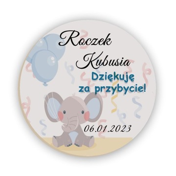 Podziękowania dla gości na Chrzest Roczek Urodziny magnes K8