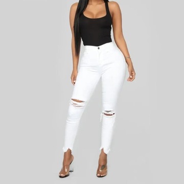 Black and White Ripped Jeans For women Slim denim