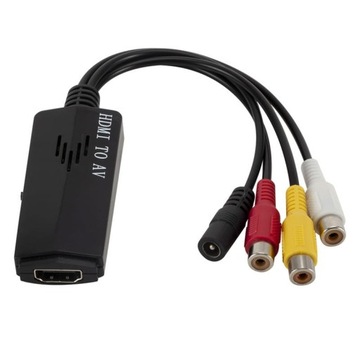 Konwerter obrazu i dźwięku z HDMI na AV 3x cinch RCA (żeńskie) przejściówka