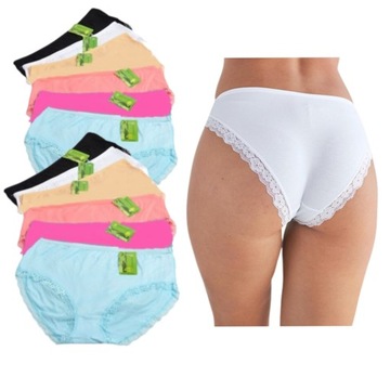 Majtki FIGI 12pak DAMSKIE z KORONKĄ bambusowe M/L