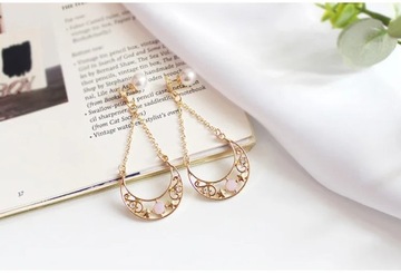 Серия из 12 стилей, серьги с кисточками и длинными звездами и луной со стразами, ключ Luna Cat