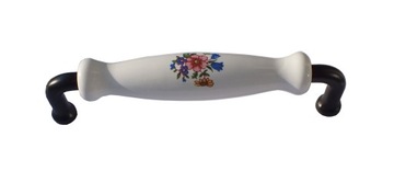 Uchwyt porcelanowy czarny + wzór IKEA style 128 mm