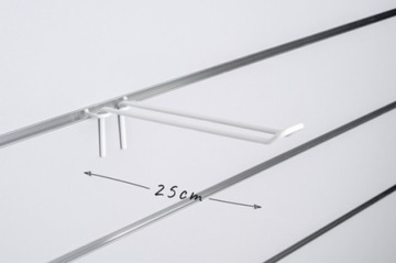 Двойной крючок для планки, белая проволока, 20 см.