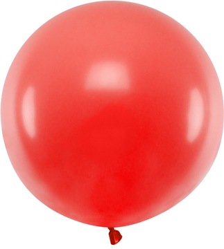 BALON GIGANT OLBRZYM KULA CZERWONY PASTELOWY NA URODZINY ŚLUB WESELE 60 CM
