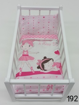 DREWNIANA kołyska DLA LALEK + POŚCIEL 3el