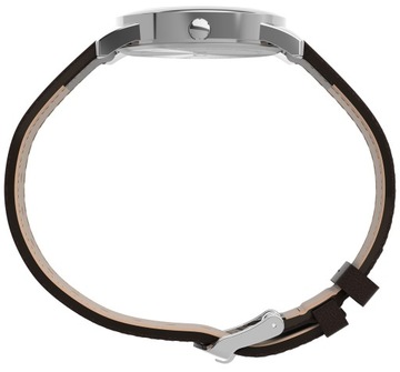 Zegarek damski srebrny na brązowym pasku Timex podświetlenie INDIGLO data