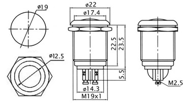 КРУГЛЫЙ ГЕРМЕТИЧНЫЙ ВЫКЛЮЧАТЕЛЬ ВЫКЛ (ВКЛ)
