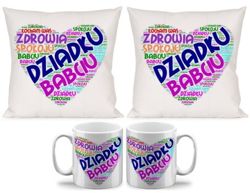 2 ZESTAWY PODUSZKA + KUBEK NA DZIEŃ BABCI I DZIADKA PREZENT