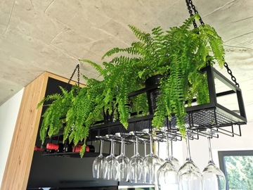 Подвесная полка с держателями для бокалов и вина, 90 см.