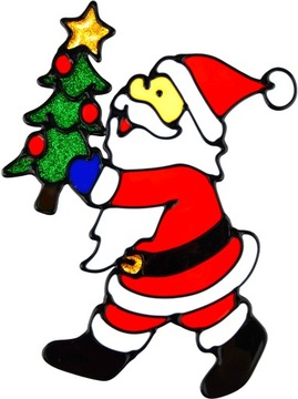 NAKLEJKA ŻELOWA ŚWIĄTECZNA NA OKNO SZYBĘ ŚWIĘTA MIKOŁAJ BAŁWANKI DWUSTRONNA