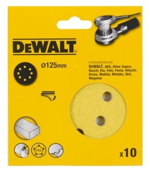 Наждачная бумага 10 липучка 125мм P120 Dewalt DT3105