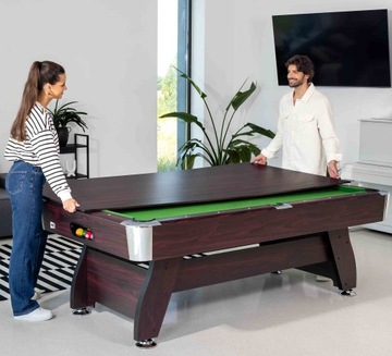 Stół do bilarda i tenisa 7FT 3w1 nakładka bilardowa biesiadna ping-pong