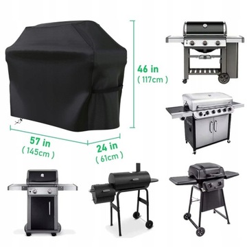КРЫШКА ДЛЯ ГРИЛЯ ВОДОНЕПРОНИЦАЕМАЯ 145Х61Х117СМ ВЕТРОЗАЩИТНАЯ ЧЕРНАЯ