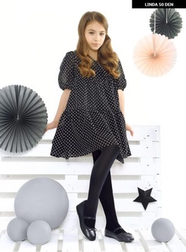 ЧЕРНЫЕ ГЛАДКИЕ КОЛГОТКИ ИЗ МИКРОФИБРЫ ДЛЯ ДЕВОЧЕК 98-104 FUNPOL