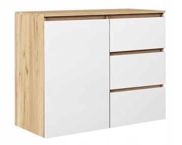 KOMODA MEGAN 90 CM K2 DO SALONU POKOJU ZŁOTY BIAŁY