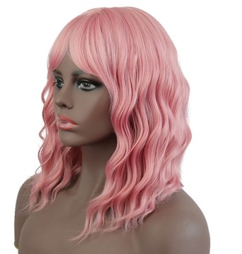 PERUKA COSPLAY 35 CM BOB GLAM ROCK RÓŻOWY + GRATIS