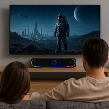 SOUNDBAR GŁOŚNIKI KOMPUTEROWE 2.0 DO KOMPUTERA LAPTOPA AUX LED USB