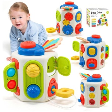 ZABAWKA SENSORYCZNA MONTESSORI TABLICA AKTYWNOŚCI Z 9 RÓŻNYMI ZAJĘCIAMI