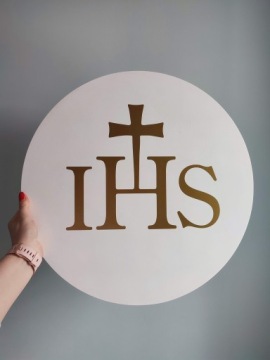 Приветственная табличка для Святого Причастия, приветственная табличка IHS, табличка Круга