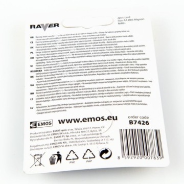 Аккумулятор Raver Solar AA NiMH (R6) блистер по 2 EMOS
