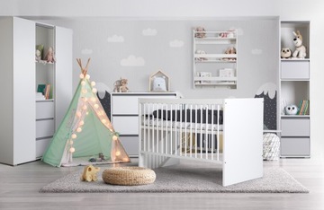 ŁÓŻECZKO Dziecięce Drewniane 120x60 z Pojemnikiem Białe Popiel DALIA + Mate