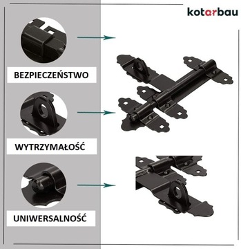 ZASUWA DO DRZWI BRAMOWA BRAMY GARAŻOWA RYGIEL 200