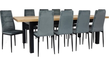 Zestaw Drewniany stół 100x200/300 10 krzeseł SALON