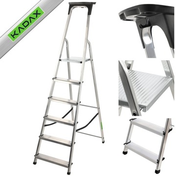 DRABINA ALUMINIOWA DOMOWA 6 STOPNIOWA +HAK 125 kg