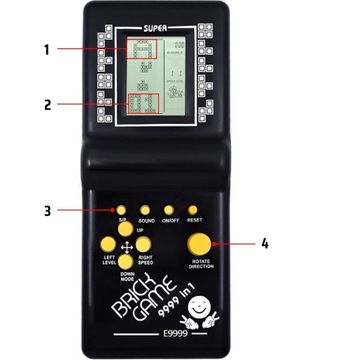 Электронная карманная консоль тетриса ретро -кирпичная игра желтая