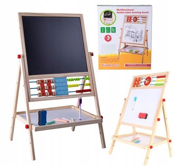 Drewniana Tablica Magnetyczna Kredowa Liczydło 4w1 37 x 67 cm PREMIUM