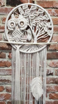 МАКРАМЕ СОВА ДЕРЕВО КРУГ БОХО СТЕНЫ УКРАШЕНИЯ РЕМЕСЛО ШНУР ПОДАРОК