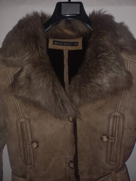 Kożuch naturalny Zara 36 38 M kurtka jak nowy