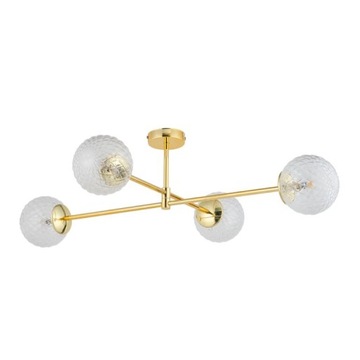 TK-Lighting CADIX GOLD LAMPA SUFITOWA 4 PŁ NISKA ZŁOTE SZKLANE KLOSZE