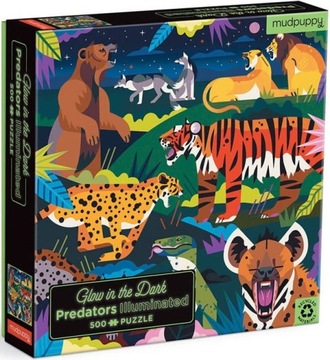 Puzzle rodzinne świecące w ciemności Drapieżniki Mudpuppy 500 elementów 8+
