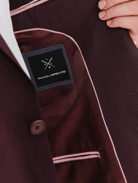 Bordowy gładki garnitur męski elegancki Pako Lorente roz. 176/92/52
