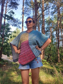 Kamizela narzutka handmade boho hippie poncho