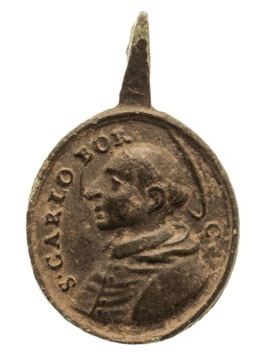 Medalik XVIII/XIX w.,K. Boromeusz i Ignacy Loyola