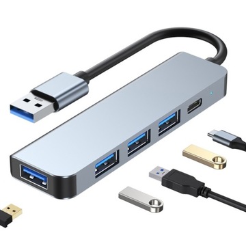 5 in 1 USB HUB Adapter, Cable Length: 10cm