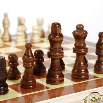 ДЕРЕВЯННЫЕ КАРМАННЫЕ ШАХМАТЫ 3в1 МАЛЕНЬКИЕ ШАШКИ 24 СМ