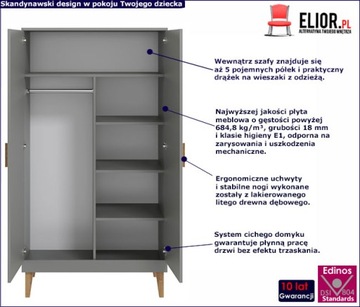 ДЕТСКИЙ ГАРДЕРОБ = СКАНДИНАВСКИЙ СЕРЫЙ ДВУХДВЕРНЫЙ ШКАФ