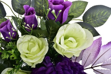 STROIK NA CMENTARZ KOMPOZYCJA NAGROBNA KOMPLET Z WKŁADEM RÓŻE CHRYZANTEMA