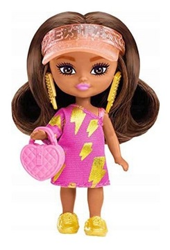 BARBIE EXTRA MINI MINIS Lalka Brunetka czapka z daszkiem Mattel HPH20