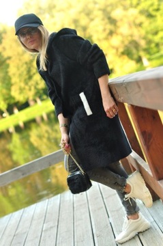 ПАЛЬТО АЛЬПАКА С КАПЮШОНОМ спортивный ЧЕРНЫЙ размер