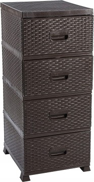 ПЛАСТИКОВЫЙ КОМОД С 4 ЯЩИКАМИ, КОРИЧНЕВЫЙ РОТАН