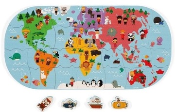 PUZZLE DO KĄPIELI Mapa świata 28 elem. Janod 3+