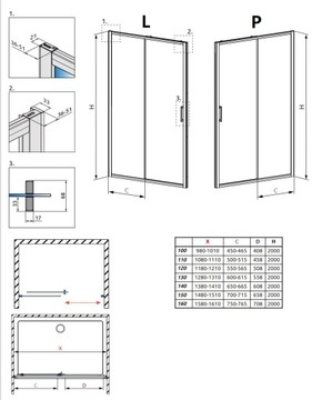 Душевая дверь Premium Pro Black DWJ 120 RADAWAY L
